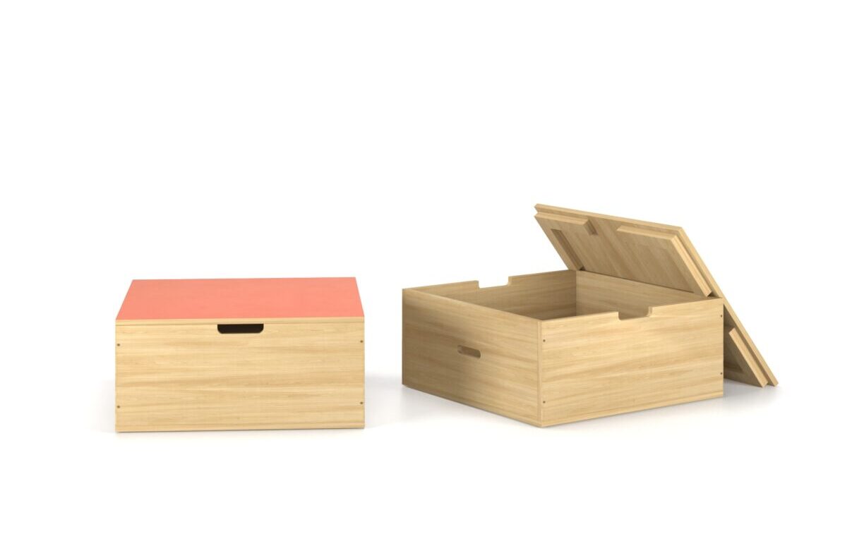 caixas organizadoras de madeira laminada com tampo cor argila